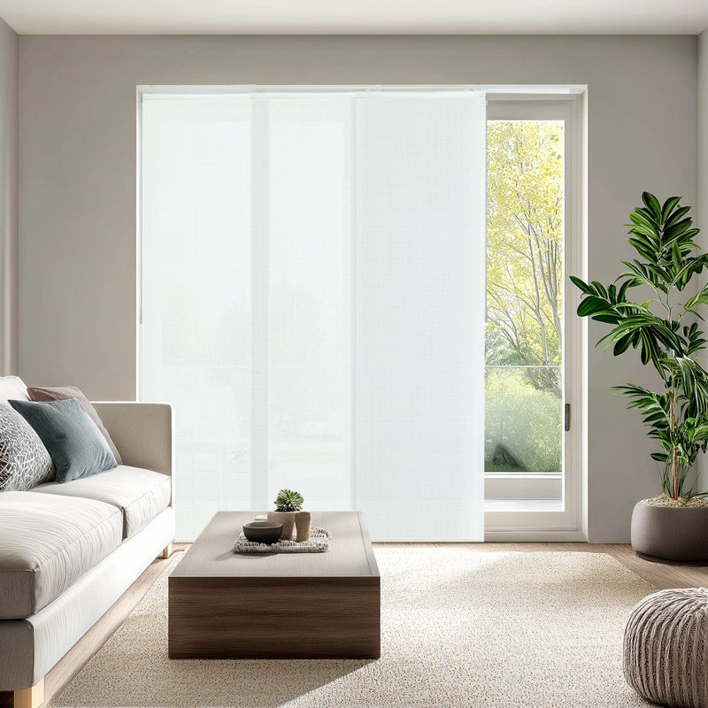  Adjustable Semi Sheer Sliding Panel Track Blinds, Ballroom White