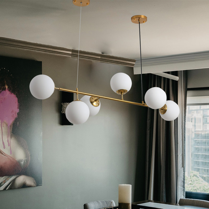 Balarama 6 - Light Sputnik Modern Linear Chandelier, White