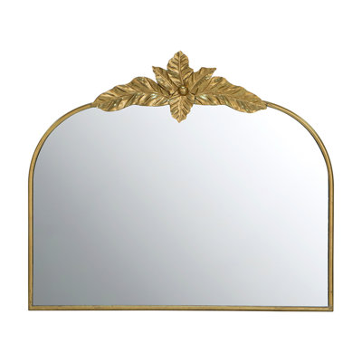 Gold Arched Mirror With Metal Frame, 39.5" X 35", For Living Room Bedroom Appeal, Reflects To Create A Welcoming Space Decoration, Natural Expand