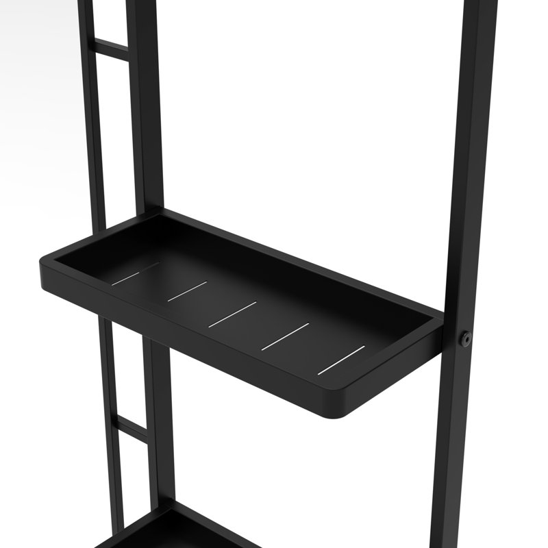 Miroir de meuble-lavabo moderne 30 x 44 avec tablette - cadre noir et miroir