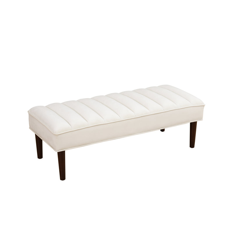 Banc rembourré en sherpa blanc cassé