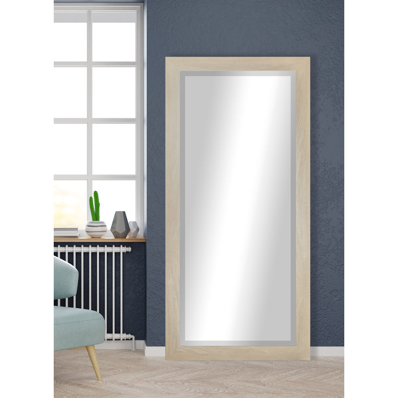 Ungar Wood Flat Wall Mirror, 65.5" H x 32" W x 0.75'' D, Blonde Maple