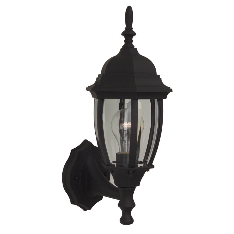 Lanterne murale d'extérieur en verre courbé, Noir mat