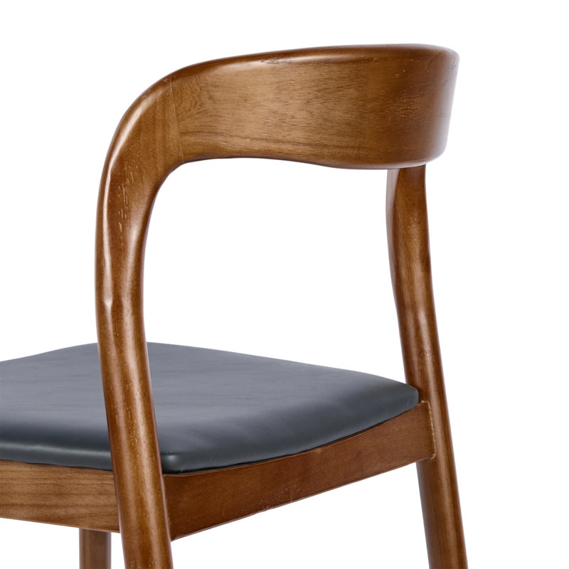Chaise de salle à manger rembourrée Ikerne, 2, Noyer foncé, Noir