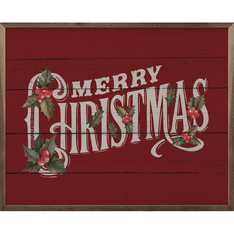 Rouge rétro houx de joyeux Noël, H 16 po x l 20 po