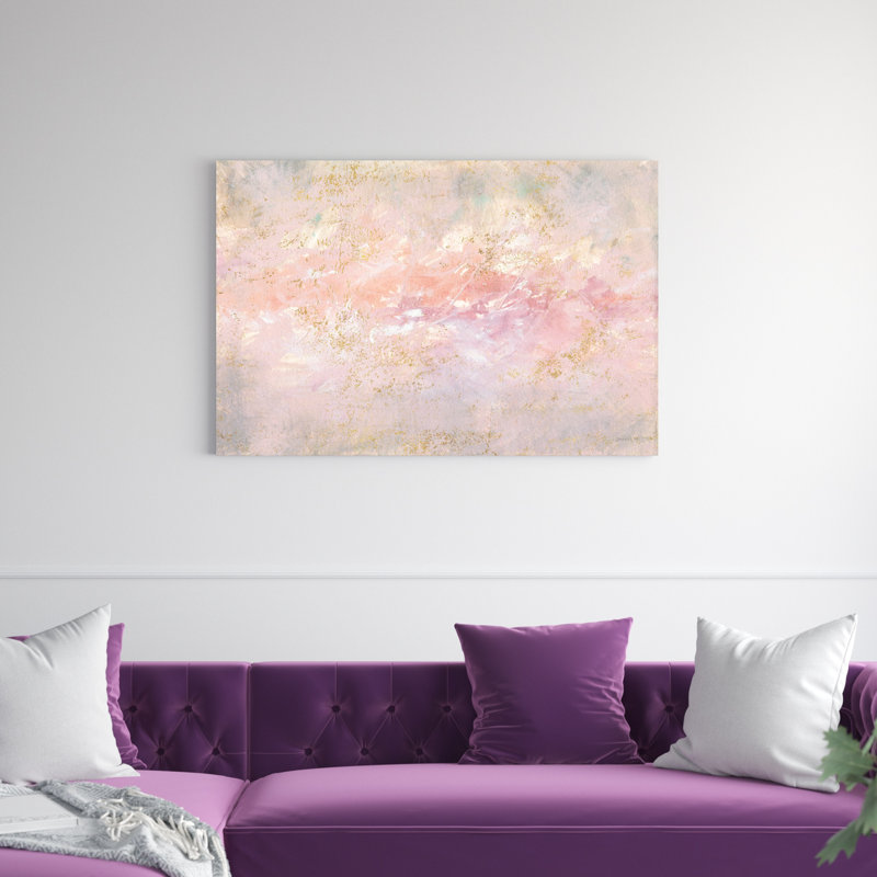 À travers le brouillard rosé et doré, H 32 po x l 48 po x P 1,25 po, Impression sans cadre, Sans cadre