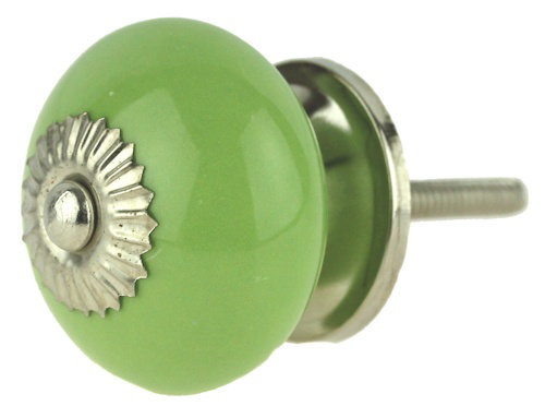 (Paquet de 5) Poignée de 1 1/2 po, Vert / rosette nickel