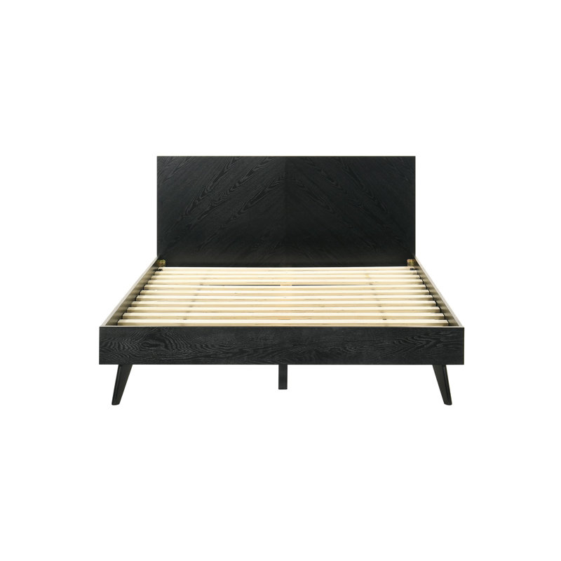 Structure de lit plateforme Branon en bois avec finition noire, Grand