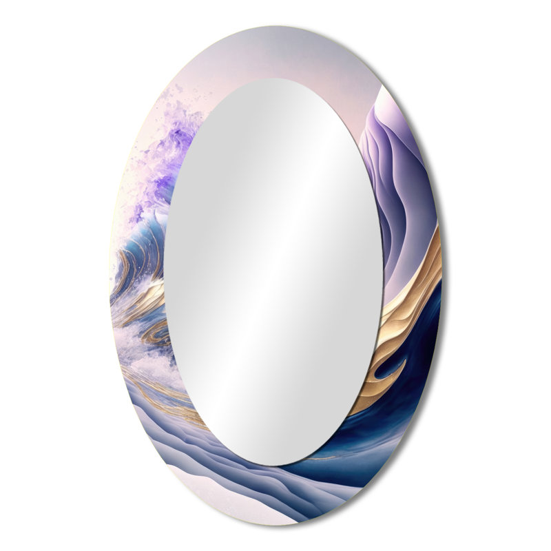 Décor de miroir mural bleu, or et mauve IV - Bleu, 36 po x 24 po