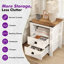 Ensemble de table de chevet 18 po avec 2 tiroirs et tablette ouverte, blanc / bois de grange-892807726