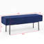Banc rembourré en velours de chambre de style contemporain, bleu-848276689
