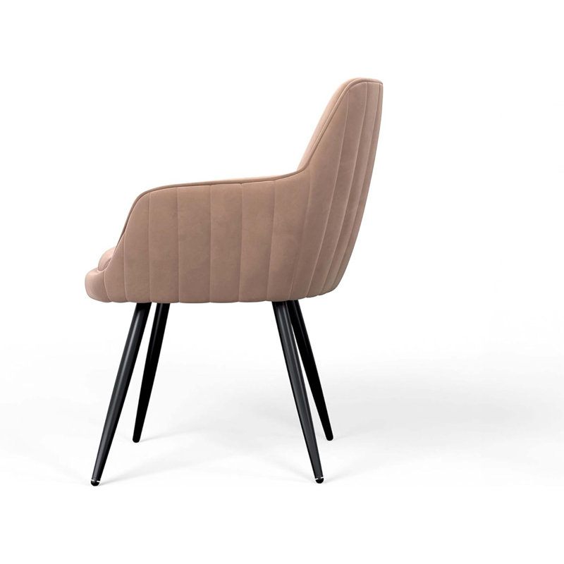 Chaise d'appoint moderne rembourrée Mid-Century avec dossier capitonné, ensemble de 2, Brun