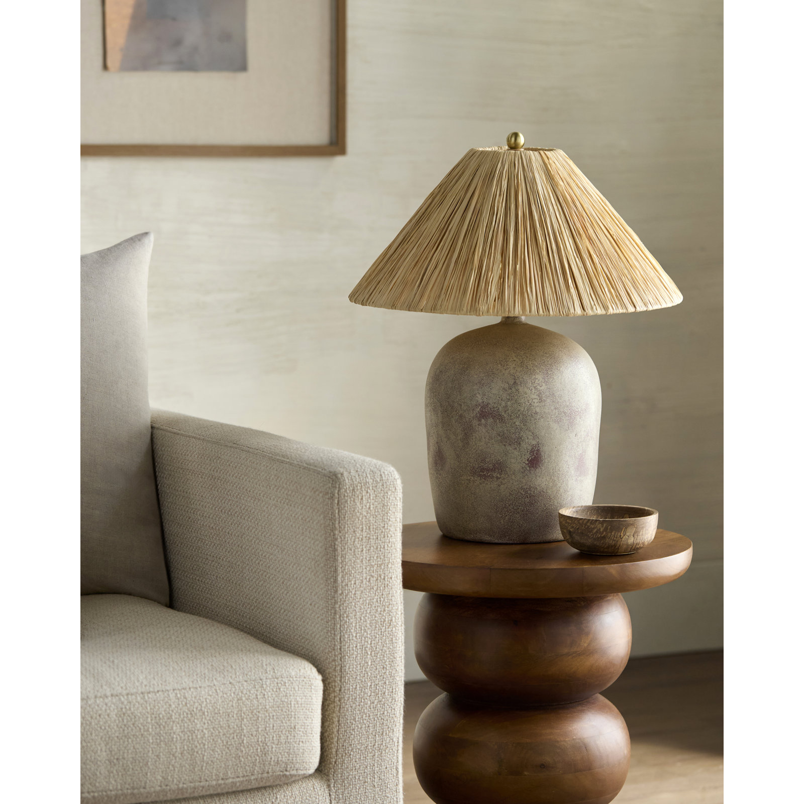 Danica Table Lamp, Distressed Gray, Seagrass Empire