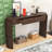 Elegant Oval Entryway Table with Wood Grain Finish and Storage-172397588