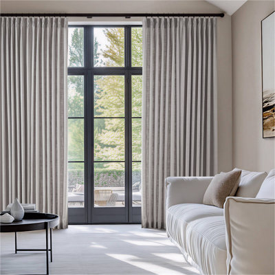 2 pièces de rideau en lin et polyester de 40 x 84 po 300 g / m² avec 7 plis de plis par pièce