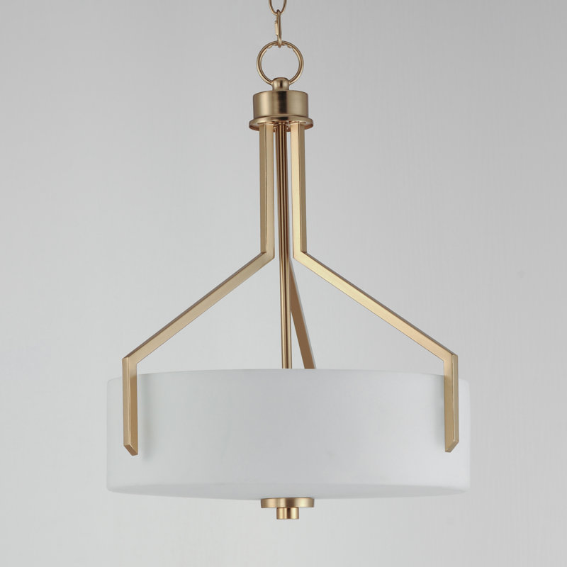 Luminaire suspendu simple à 3 lumières Ellcey, Laiton satiné