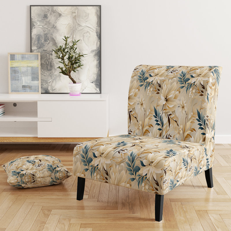 Fauteuil de chambre rembourré C, Rêves de motif de bois de grève tropical III