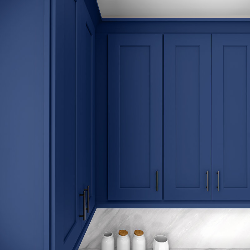 Armoire de coin murale, Shaker bleu, L 27 po x H 42 po x P 12 po