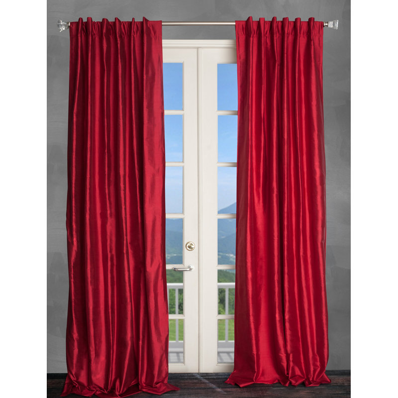 Silk Room Darkening Single Curtain Panel, 50" W x 108" L, Burgundy