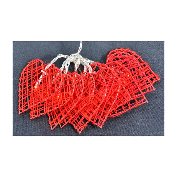 20-Count Red LED Mini Hearts Valentine's Day Lights - 4.75ft, White Wire