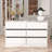 Diretha 9 Drawer Dresser With Glass Table Top, Shoe Change Bench, Shoe Rack
