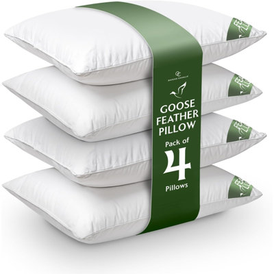 Hotel Style Goose Feather & Down Pillow Set, Soft Support Cushions with Breathable Cover for Comfortable Sleep
