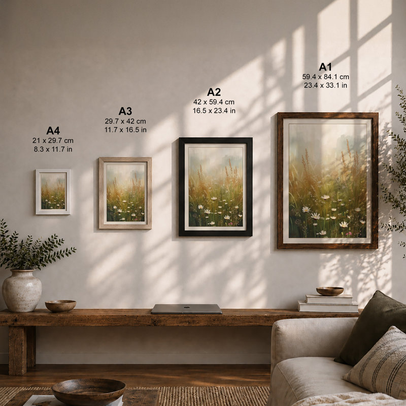 Misty Meadow Botanical - Framed Print, Unframed, A3 - 42.0 x 29.7 cm