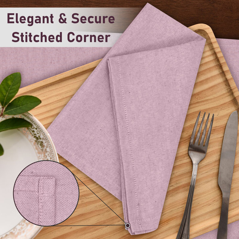 Poly Cotton Square Cloth Napkins Chambray Fabric, Mauve
