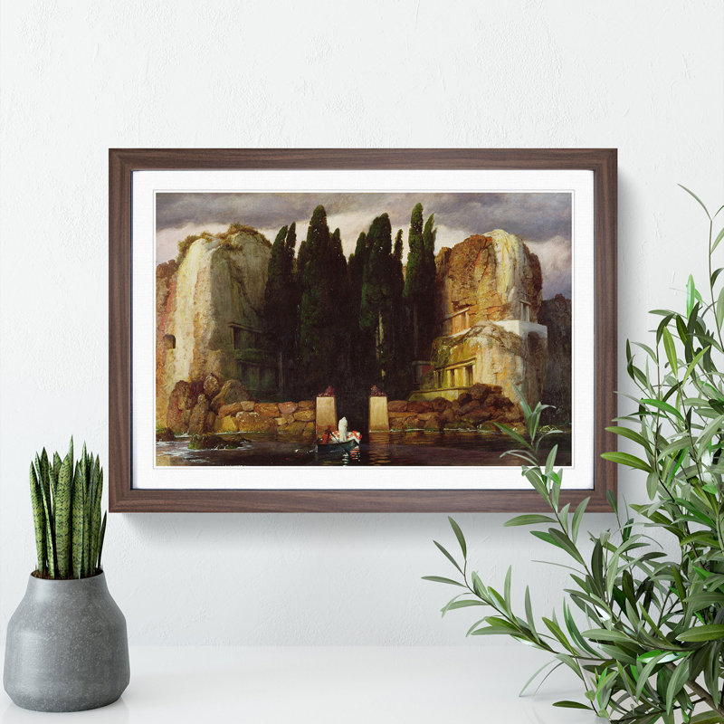The Isle of the Dead Vol.3 by Arnold Bocklin - Picture Frame Painting, 48cm H x 65cm W x 2cm D, Walnut