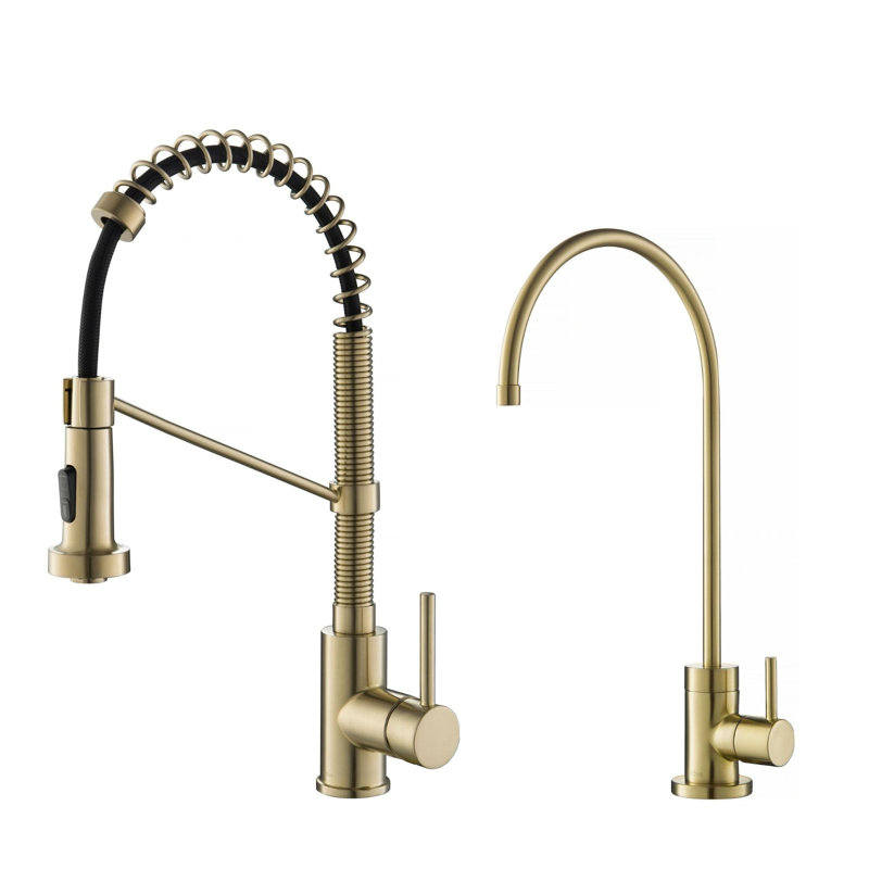Robinet de cuisine à poignée simple KRAUS Bolden, Bronze champagne antique