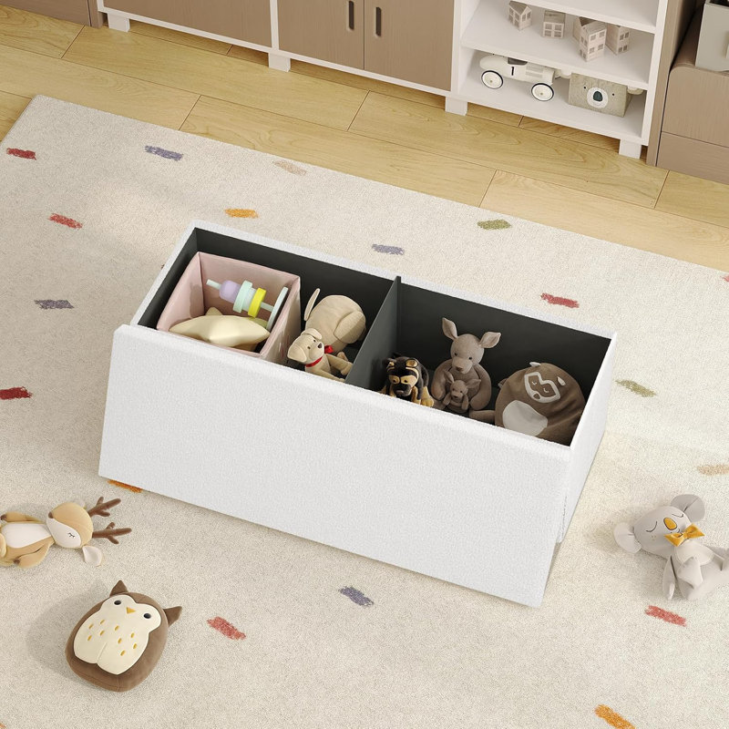 Prathana Fleece Upholstered Storage Bench, White