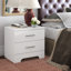 Table de chevet 2 tiroirs Hudson avec port USB et rangement, blanc-781009865