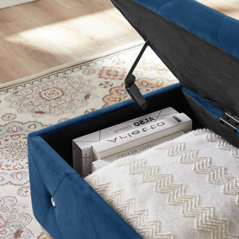 Banc de rangement repose-pieds, Bleu