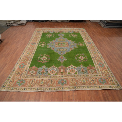 Green Geometric Traditional Large Rug 10x13