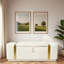 Banc ottoman moderne rembourré avec compartiment de rangement dissimulé, couvercle rabattable et bandes décoratives en métal doré-1069937284-1069937286