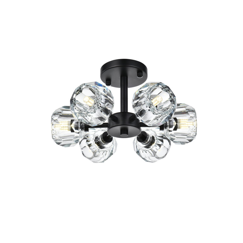 Yiau Crystal Flush Mount, Black