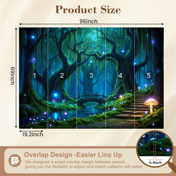 Red Barrel Studio Peel and Stick Wallpaper Glowing Forest Twisted Trees ...