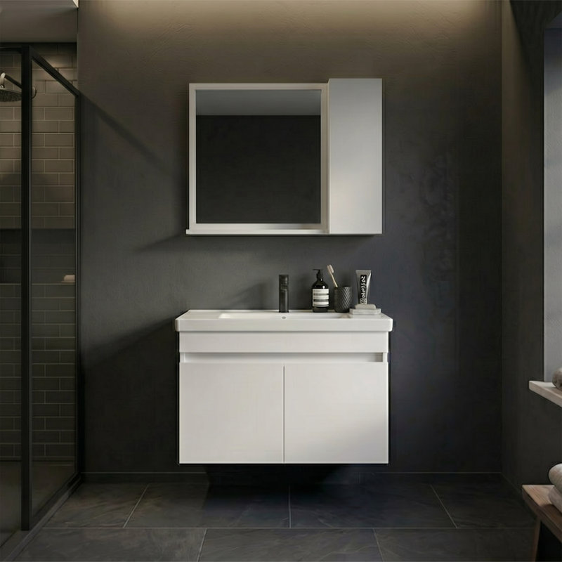 Ensemble de meuble-lavabo mural simple 32 po avec armoire à pharmacie Adair, Matte White