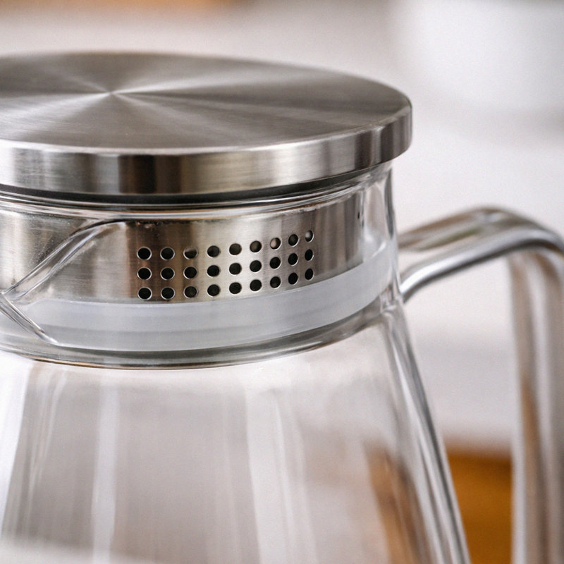 2L Glass Pitcher With Stainless Steel Lid