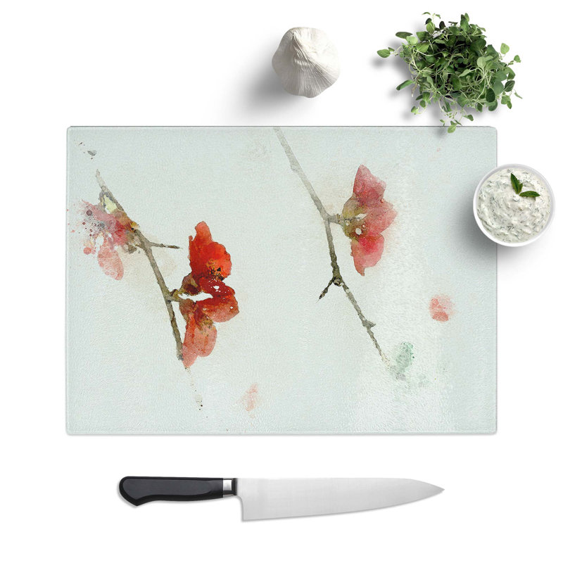 Tempered Glass Flowers and Thorns Chopping Board, 39 cm W x 28.5 cm L