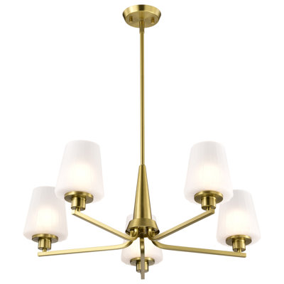 Lune - Chandelier - Etched White Glass