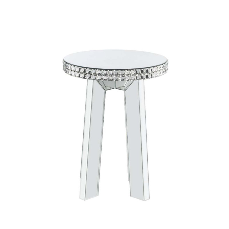 Table de bout Lotus, cristaux en miroir et faux glaçons