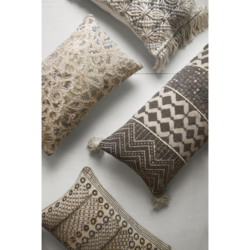 Embroidered Cotton Throw Pillow, Pillow Cover, No Fill