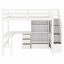 Lit mezzanine avec escalier de rangement, armoire, tiroirs et bureau en L-593052669