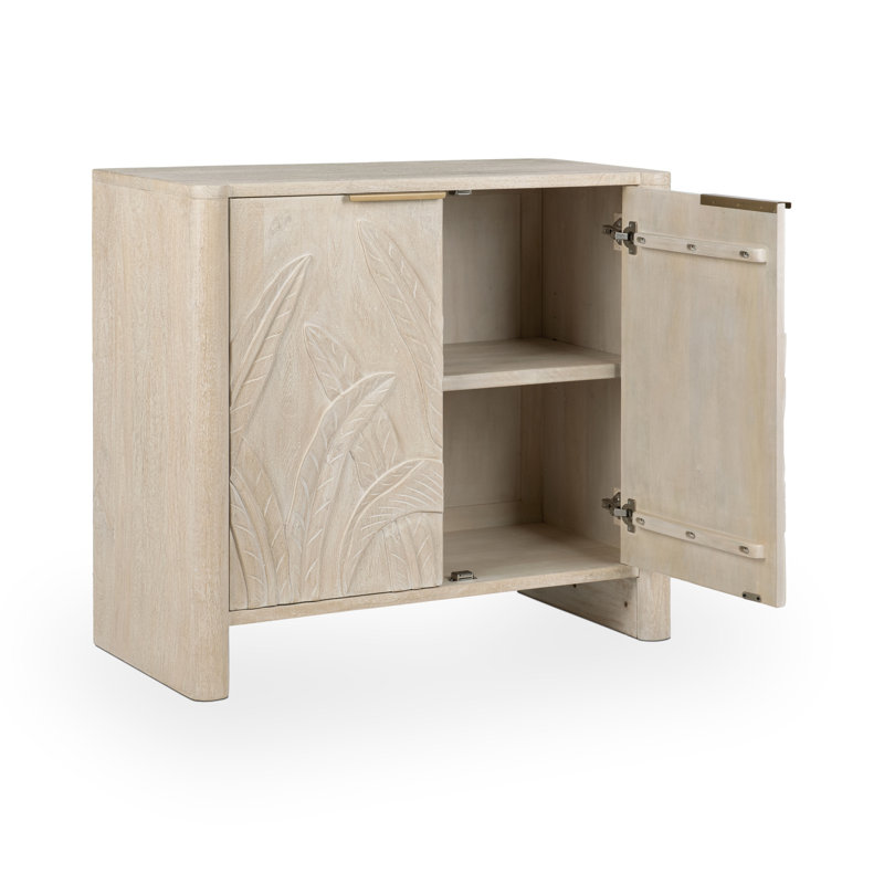 Ledro Solid Wood Accent Cabinet, Cream