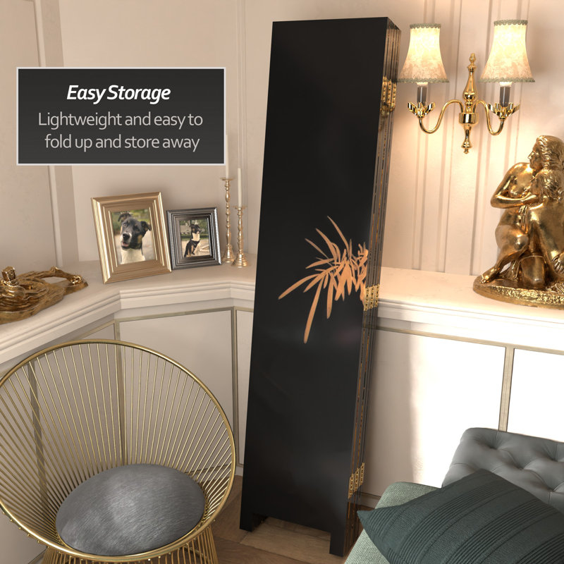 6 Ft. Tall Black Lacquer Room Divider - Ching Ming