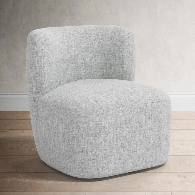 Mariza Upholstered Swivel Accent Chair, Zuma Pumice Textured Linen