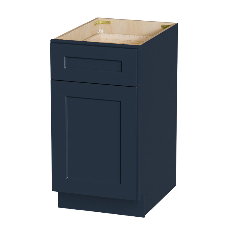 Armoire de base 18 po bleu marine Shaker avec porte à fermeture en douceur, tiroir, unité compacte en bois massif avec tablette réglable pour la cuisine, la salle de bain, la buanderie, le garage (l 18 po x P 24 po x H 34,5 po)