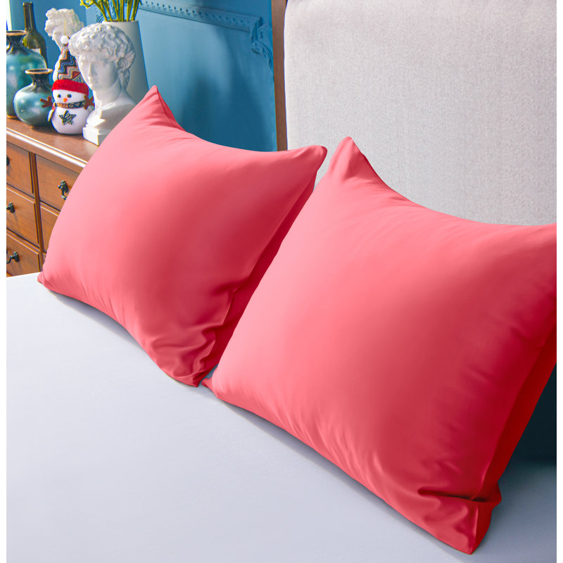 Satin - Set of 2, Standard, Coral Pink