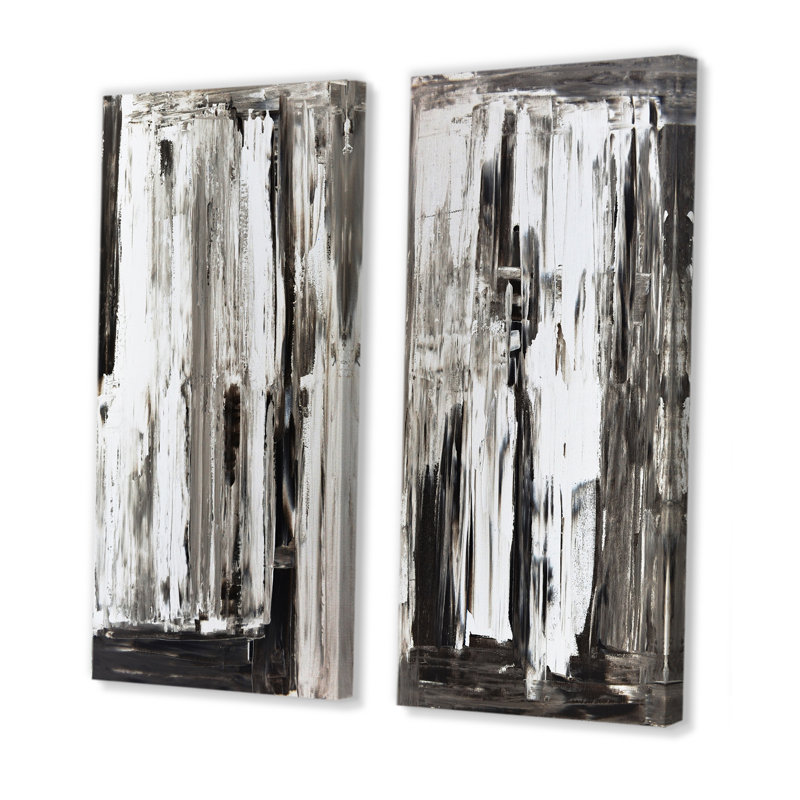 «Brown and Beige Modern Art», ensemble de 2 peintures sur toiles, H 40 po x l 40 po x P 1 po, Toile tendue